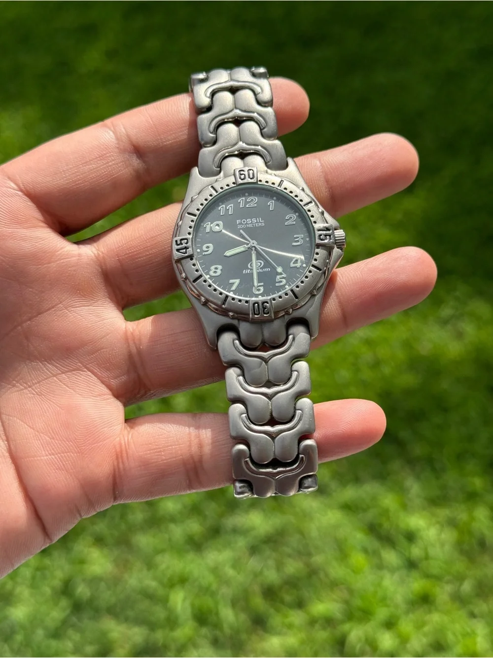 Fossil vintage Silver Titanium Watch with Gray Dial